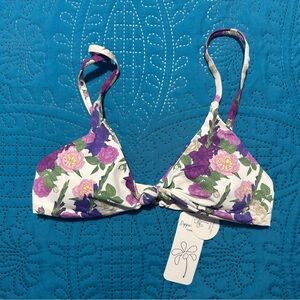 Dippin' Daisy's Floral Bikini Top with Purple and Cream Accents